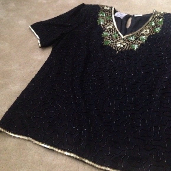 Vintage Stenay sequin and beaded silk top - Picture 10 of 16